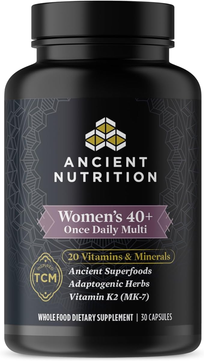 Ancient Nutrition Multivitamin for Women, Ancient Multi Women's 40+ Once Daily Vitamin Supplement, Vitamin B, Vitamin C and Vitamin K2, Folate and Iron Supplement, Supports Bone Health, 30ct