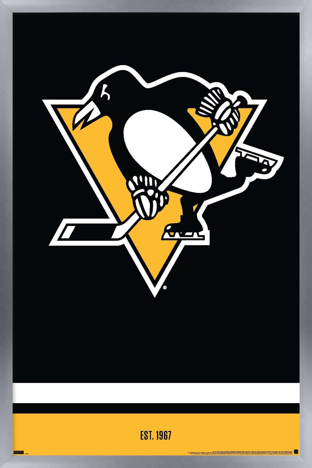 Trends International NHL Pittsburgh Penguins - Logo 21 Wall Poster, 14.725" x 22.375", Silver Framed Version