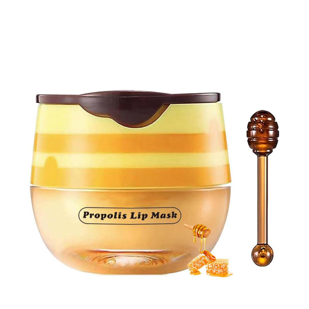 Tnoctuh 1 PCS Bee Lip Balm Lip Mask Honey Pot, Honey Moisturizing Sleeping Lip Mask Overnight with Sticks, Lip Balm Honey Pot Lip Balm Hydrating Prevention Dry and Crack Lip Scrubs Exfoliator