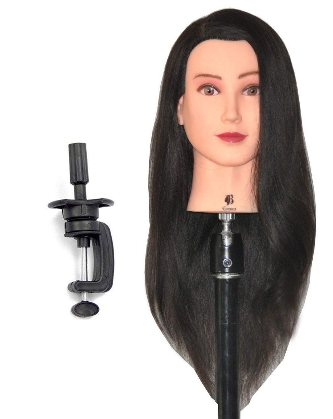 Bellrino 24'' Cosmetology Mannequin Manikin Training Head With 100% Human Hair With Table Clamp Holer - Emma (Emma+C)