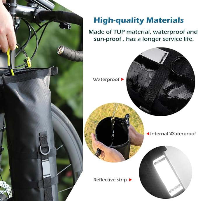 5L Bike Fork Bag with Multipurpose Cage for Cycling Touring,Lightweight Bicycle Waterproof Dry Cargo Rack Bag for MTB,Road,Mountain,Folding bikes
