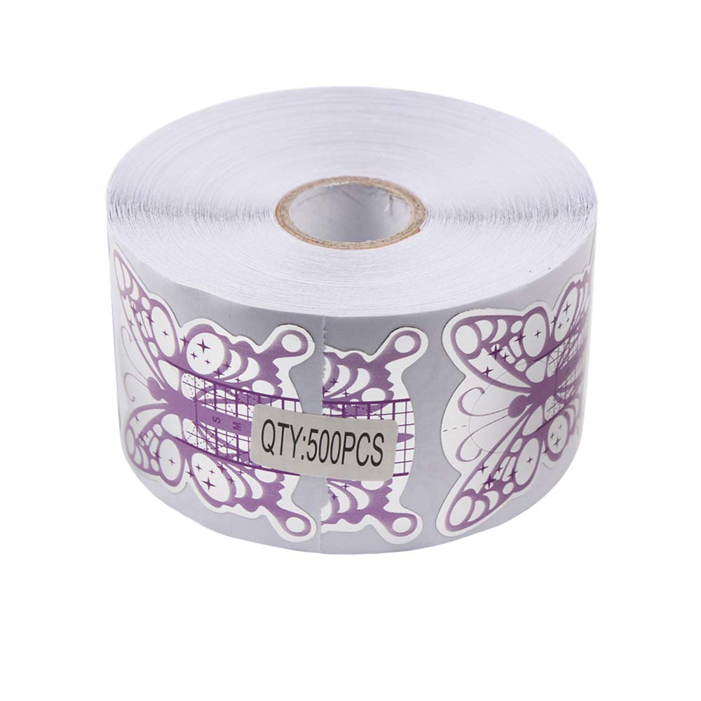 Beautyleader 500Pcs Nail Form Pruple Bufferfly Shape Nail Art Guide Form Acrylic Tips Uv Gel Extension Stickers Guide Stencil Ma