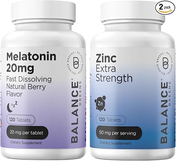 Balance Breens Melatonin 20mg + Zinc 50mg Supplement Combo