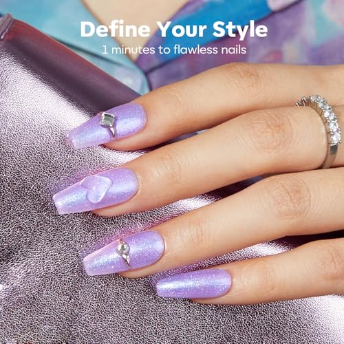 modelones Chameleon Nail Polish Set 6 Colors, Green Glitter Pink Blue Purple Holographic Quick Dry Mini Nail Lacquer Kit Gray Aurora Shimmer DIY Nail Art Manicure Gift For Women Girls