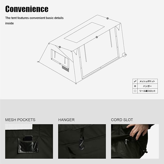 2025 Upgraded Canvas Inflatable Tents for Camping, Windproof Blow Up Air Tent with Pump,No Assembly Needed Luxury Camping Tents