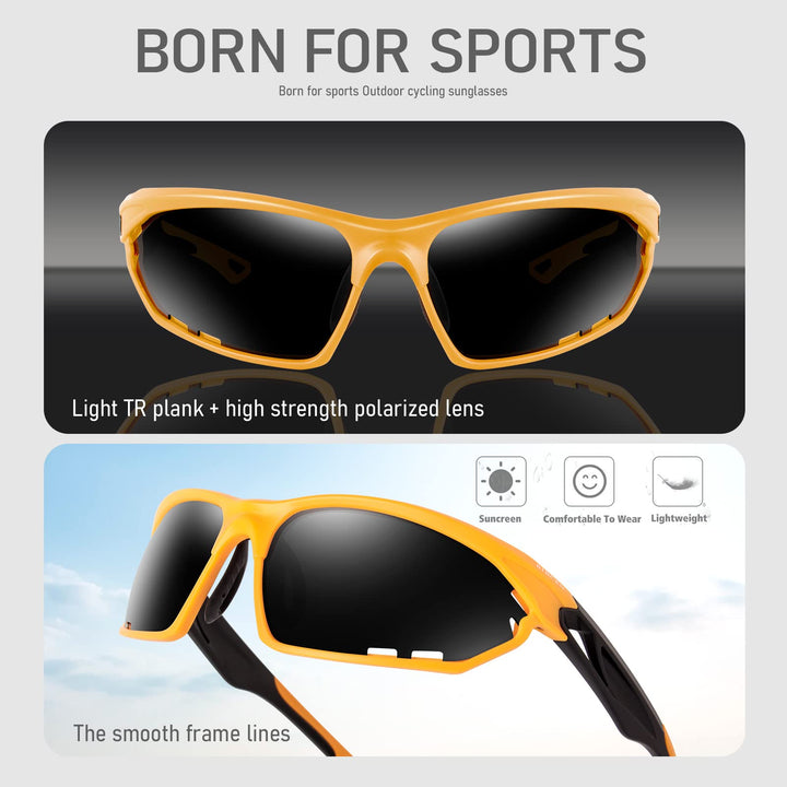 BIRCEN Polarized Sport Sunglasses for Men - Women UV Protection Shades for Motorcycle Golf Baseball Cycling Fishing Driving