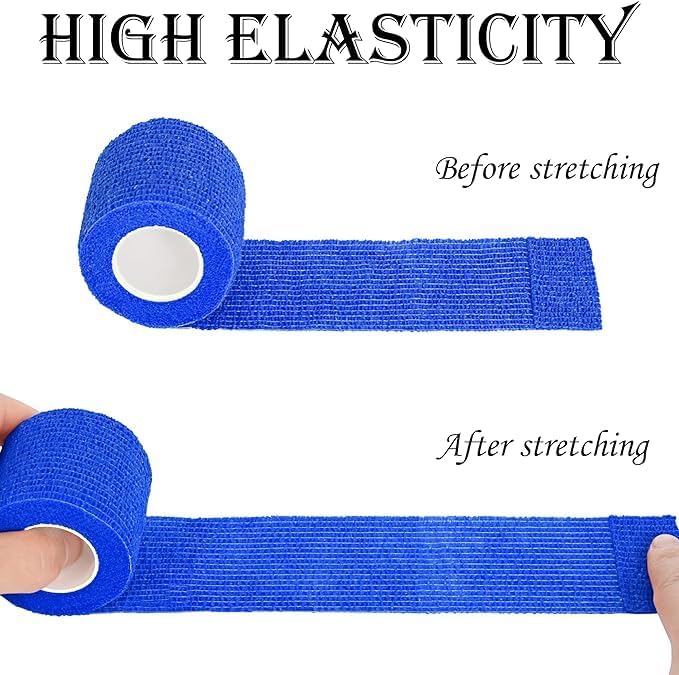 Self Adhesive Bandage Wrap-2 inches x 5 Yards(8 Pack) Self Adhering Bandage Wrap, Self Adherent Cohesive Wrap Bandages for Sports,for First Aid Tape,Sports Injuries (Light Blue)