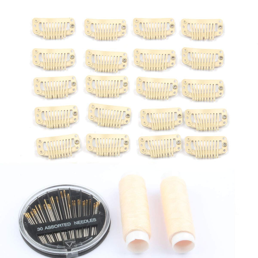 50Pcs Wig Clips Stainless Steel Snap Clips For Hair Extensions Diy Wig Combs Toupee Clips 9-Teeth 32Mm 1.2G/Pc, 2Pcs Weaving Thr