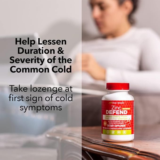 Basic Organics Natural Flavor Zinc Lozenges, Cherry, 100 Tablets