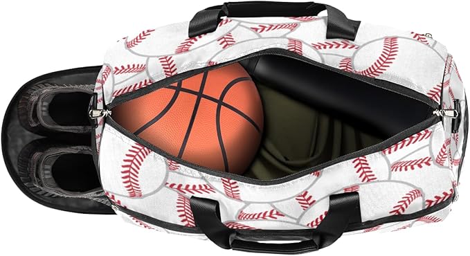 Sprot Baseball Dry Wet Depart Duffle Overnight Bag with Shoes Compartment & Wet Pockets, Water Resistant Weekender Travel Gym Pouch For Swim Gymnastics Ballet Sleepovers