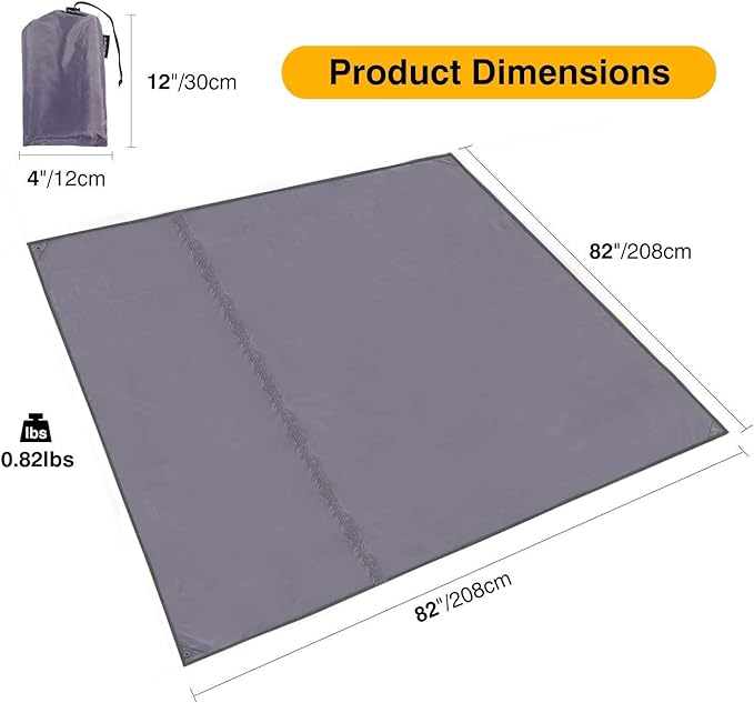 REDCAMP Waterproof Camping Tent Tarp - 83" x83'', 4 in 1 Multifunctional Tent Footprint for Camping, Hiking and Survival Gear, Lightweight and Compact