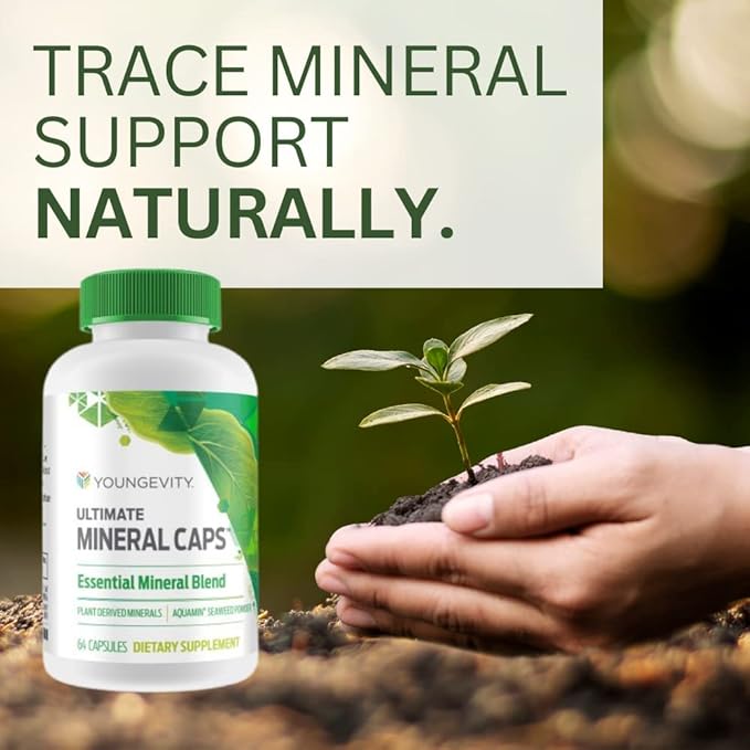 Youngevity Ultimate Mineral Caps™ - 70+ Essential Full Spectrum Trace Minerals - Nutrient-Dense, Derived from Humic & Aquamin Seaweed (64 Capsule)