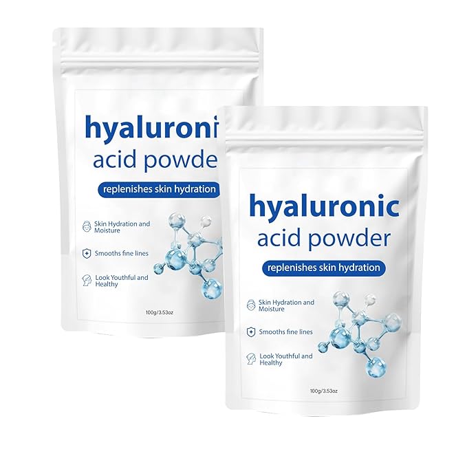 2 Pcs Hyaluronic Acid Powder, Cosmetic Grade Water Soluble Hyaluronic Hydrating for Face Anti-Aging Skincare, DIY Face Serum and Mask.