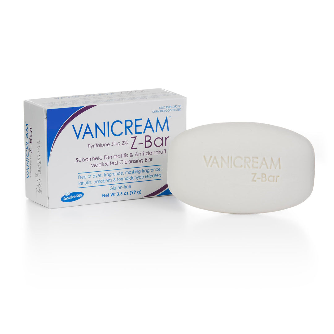Vanicream Z-Bar, Seborrheic Dermatitis & Anti-dandruff Medicated Cleansing Bar, 2% Pyrithione Zinc Z-Bar Helps Relieve Itching, Redness and Flaking, 3.5 OZ