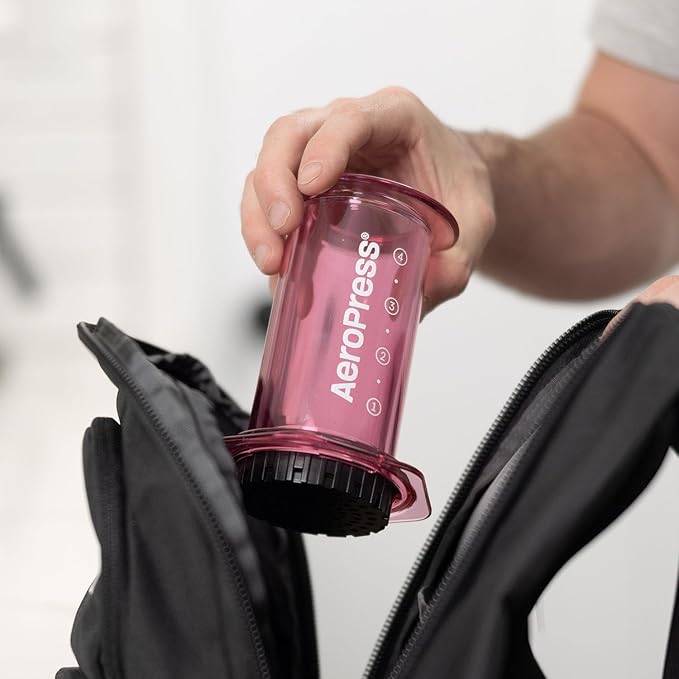 AeroPress Clear Pink Coffee Press – 3 In 1 Brew Method Combines French Press, Espresso, Full Bodied Coffee Without Grit or Bitterness, Small Portable Coffee Maker for Camping & Travel, Pink