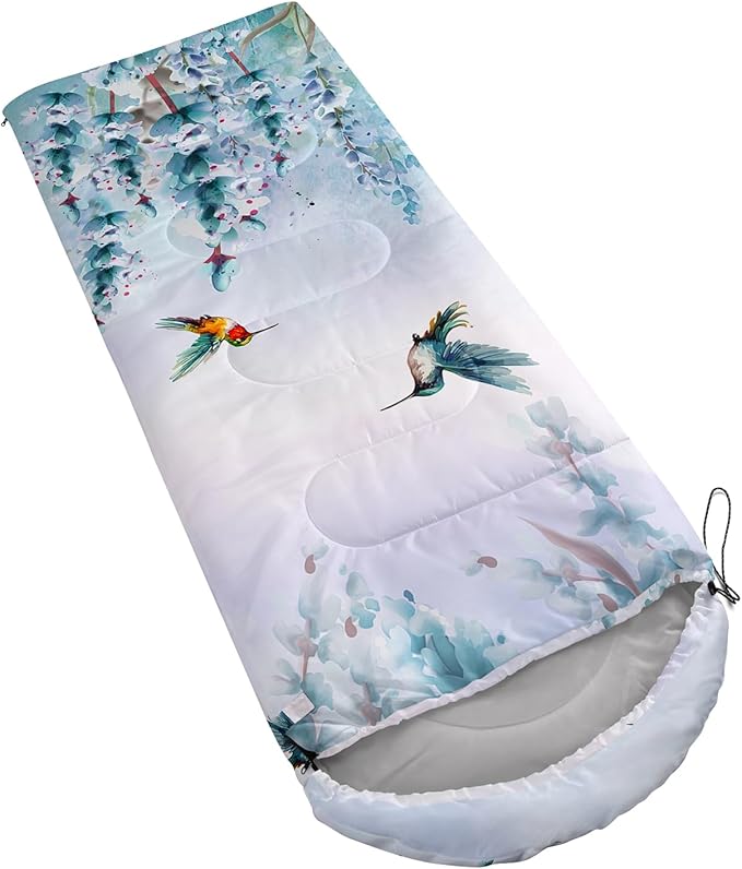 AILONEN Kids Floral Cat Camping Sleeping Bags,Lightweight & Waterproof,3 Season Warm & Cool Weather,Kawaii Kitten Sleeping Bags for Girls Adults,Travelling,Outdoors