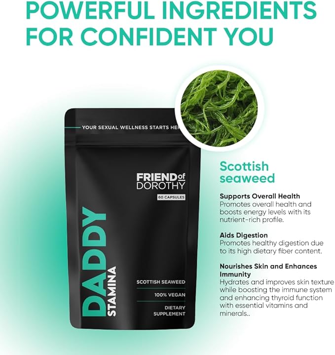 Daddy Stamina Sea Moss Capsules - Pure Seaweed Supplement for Energy and Skin Health, Ultimate Anti-Aging Natural Supplement for Men
