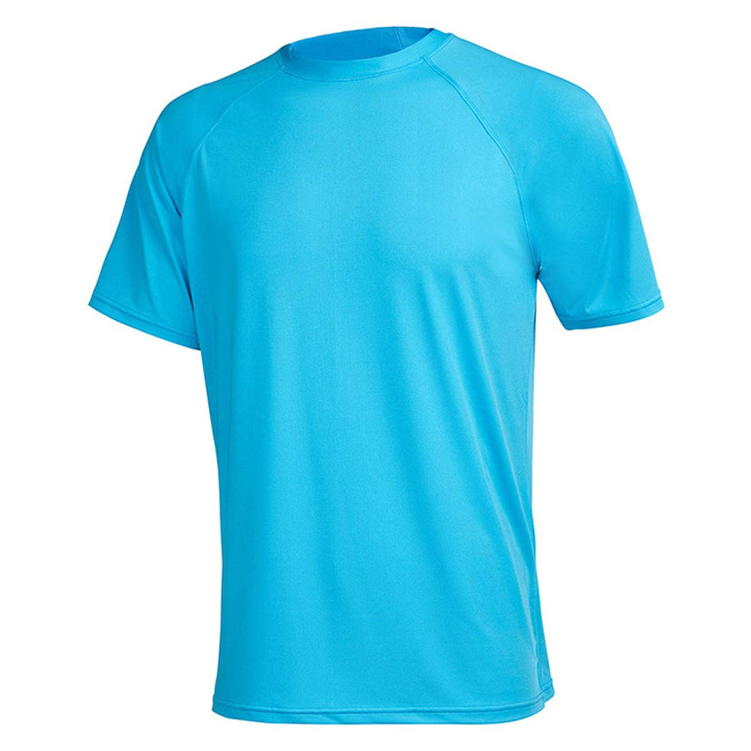 Men's UPF 50+ Rashguard Swim Tee Short Sleeve Sun Shirt Swimwear Swim Hiking Workout Shirts Sky Blue S