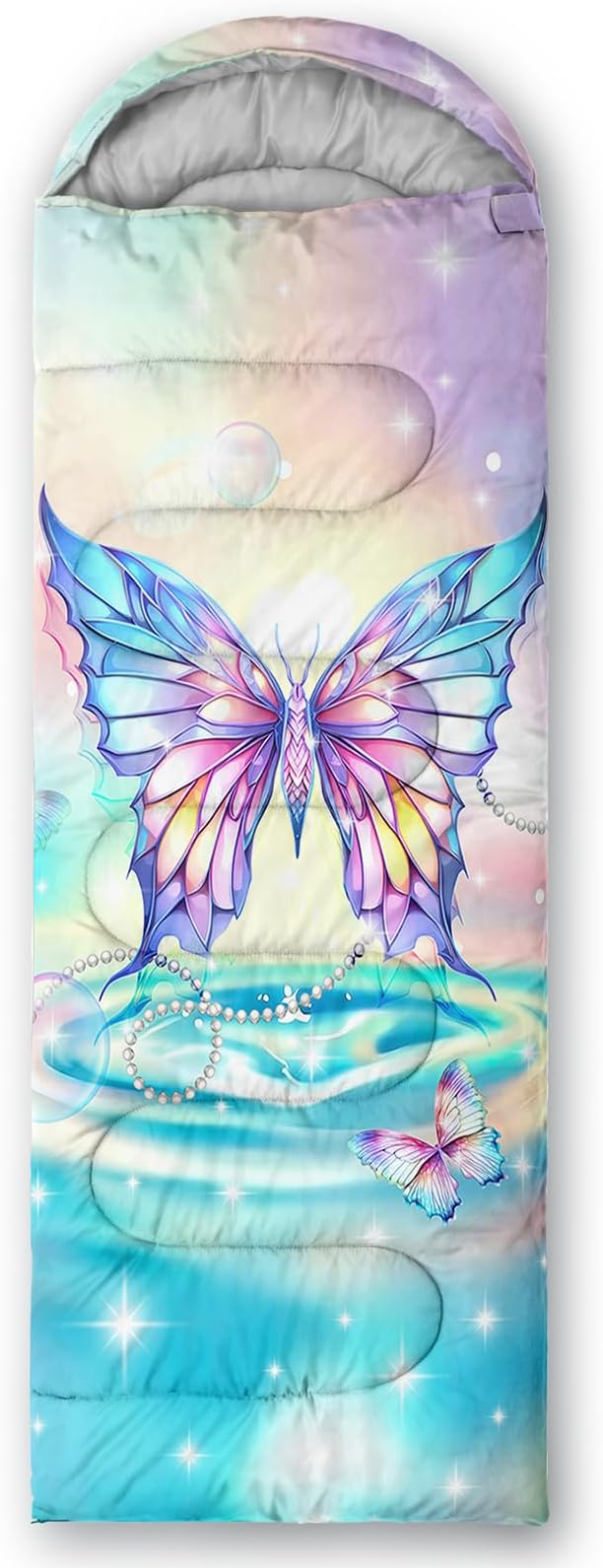 AILONEN Kids Floral Cat Camping Sleeping Bags,Lightweight & Waterproof,3 Season Warm & Cool Weather,Kawaii Kitten Sleeping Bags for Girls Adults,Travelling,Outdoors