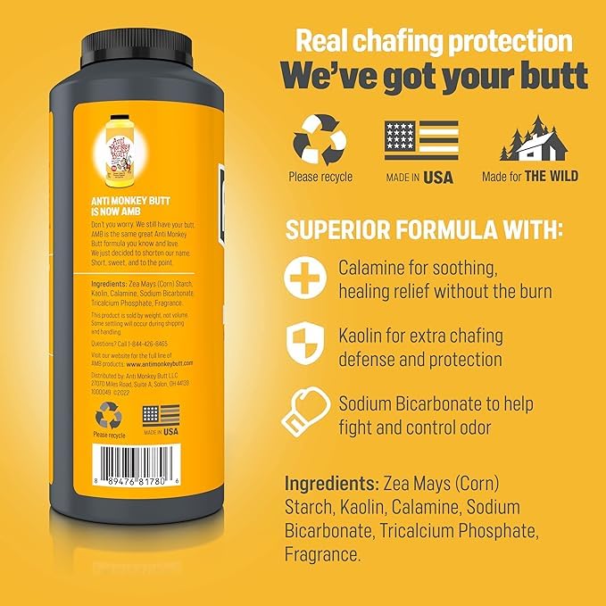 Anti Monkey Butt Anti Chafing Kit, Includes: Anti Chafing Stick with Shea Butter and Almond Oil & Body Powder for Women and Men, Anti Itch Foot Powder with Calamine, Talc Free Hypoallergenic Formula