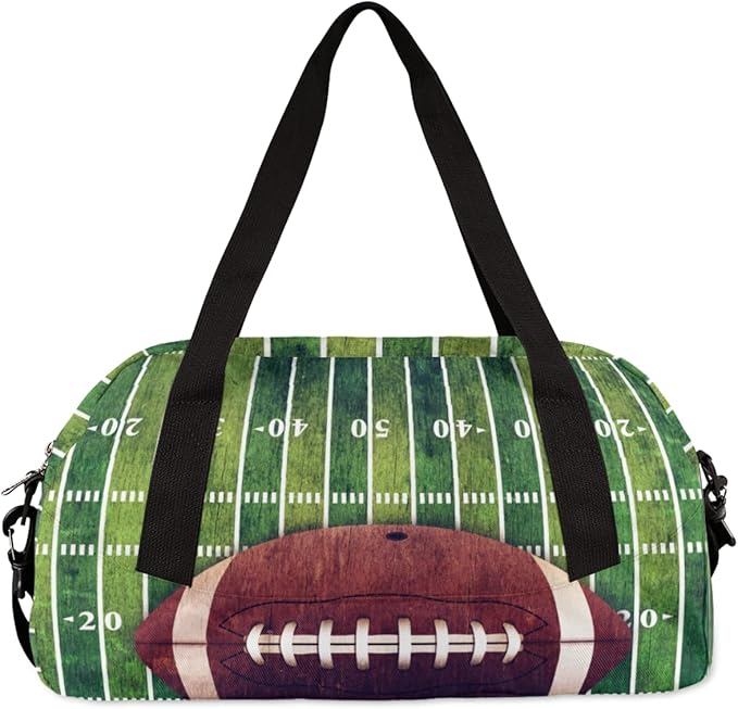 American Football Field And Ball Kids Overnight Duffle Bags Boys Girls Teen Sports Gym Bag for Weekender Travel Gymnastics Dance Ballet