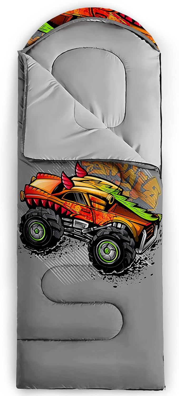 AILONEN Boys Sports Camping Sleeping Bags,Lightweight & Waterproof,3 Season Warm & Cool Weather,Black Player Basketball Sleeping Bags for Kids Adults,Travelling,Outdoors