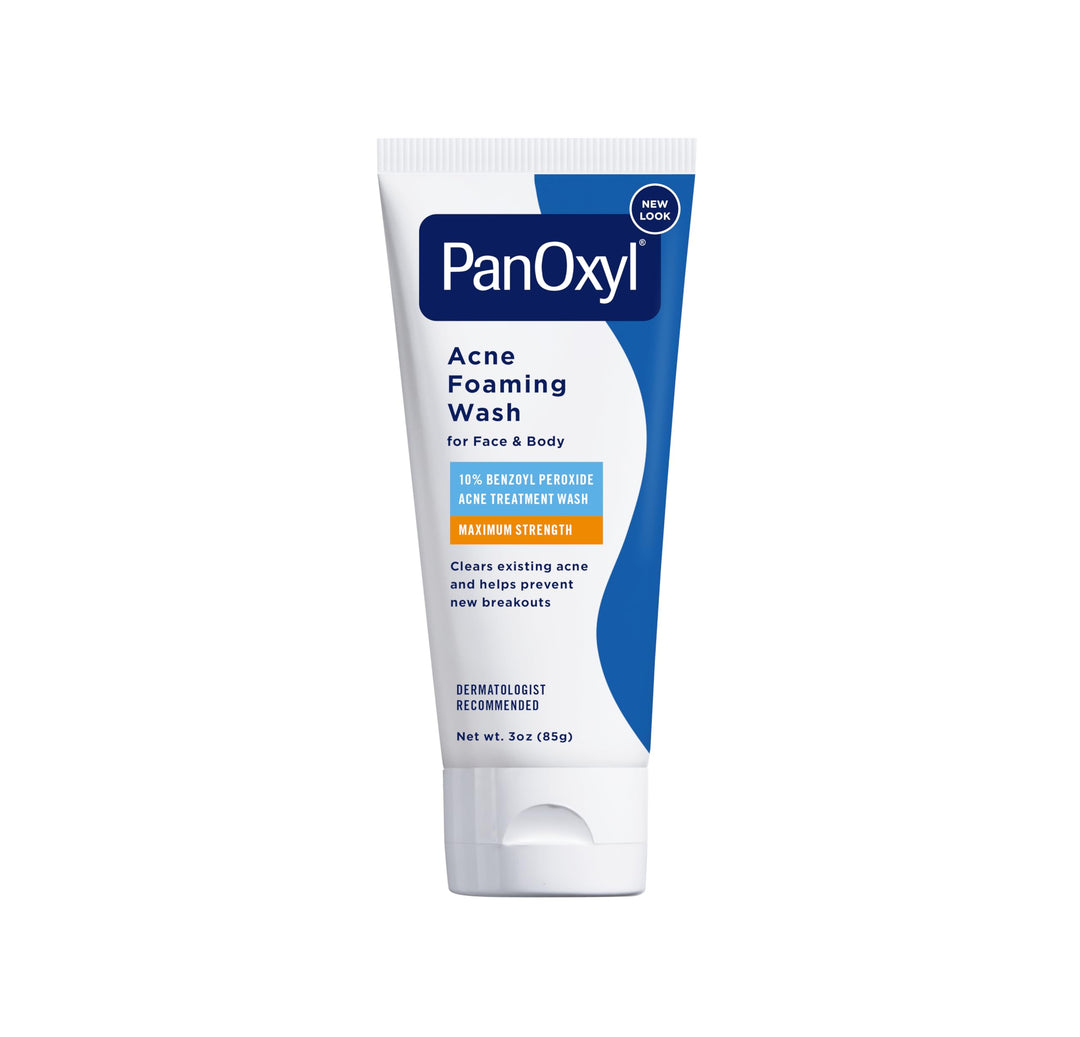 PanOxyl Acne Foaming Wash Benzoyl Peroxide 10% Maximum Strength Antimicrobial, 3 oz. - Travel Size