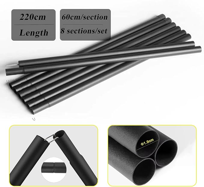 15ft x 15ft Camping Tarp Shelter with Poles Large Tent Tarp Waterproof Rain Fly for Hammock Cover Bushcraft Picnic Backpacking Outdoor Survival