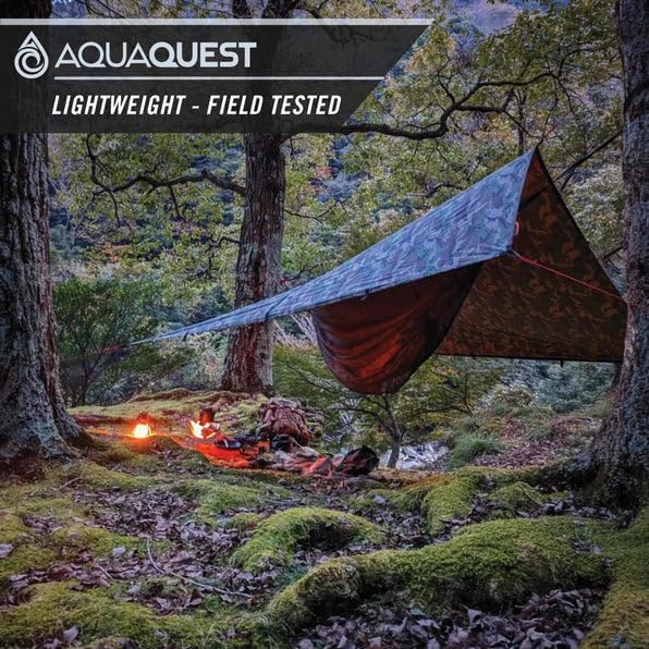 AquaQuest Safari Camping Tarp - Lightweight Durable Rain Fly - Waterproof Camping Essentials for Hiking, Backpacking & Hammock