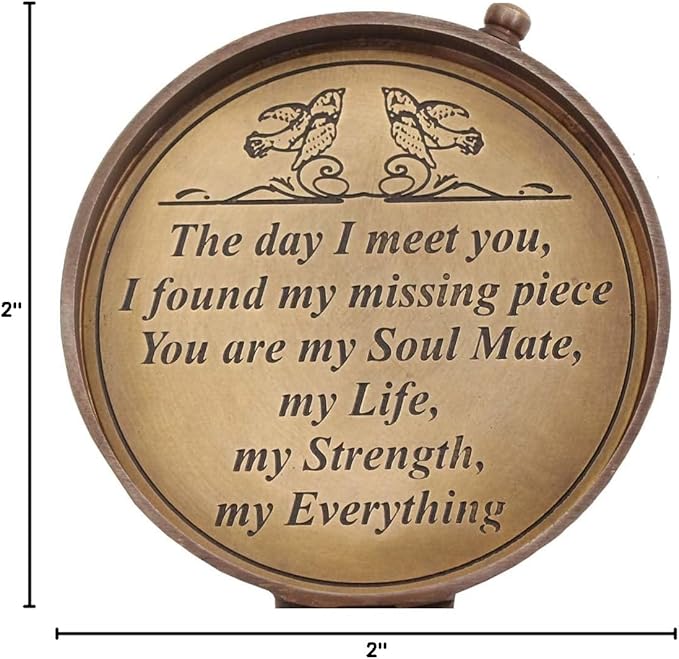 RII Compass with Leather Case with Love Quote/Gift for Him/Gift for Husband/Gift for Boyfriend