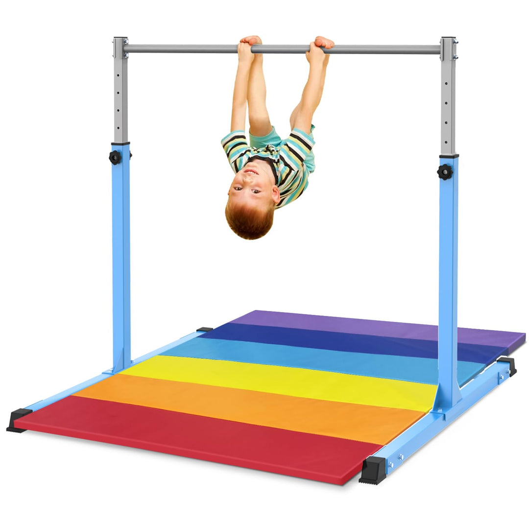 Safly Fun Gymnastics Bar with Mat for Kids Ages 3-15 for Home