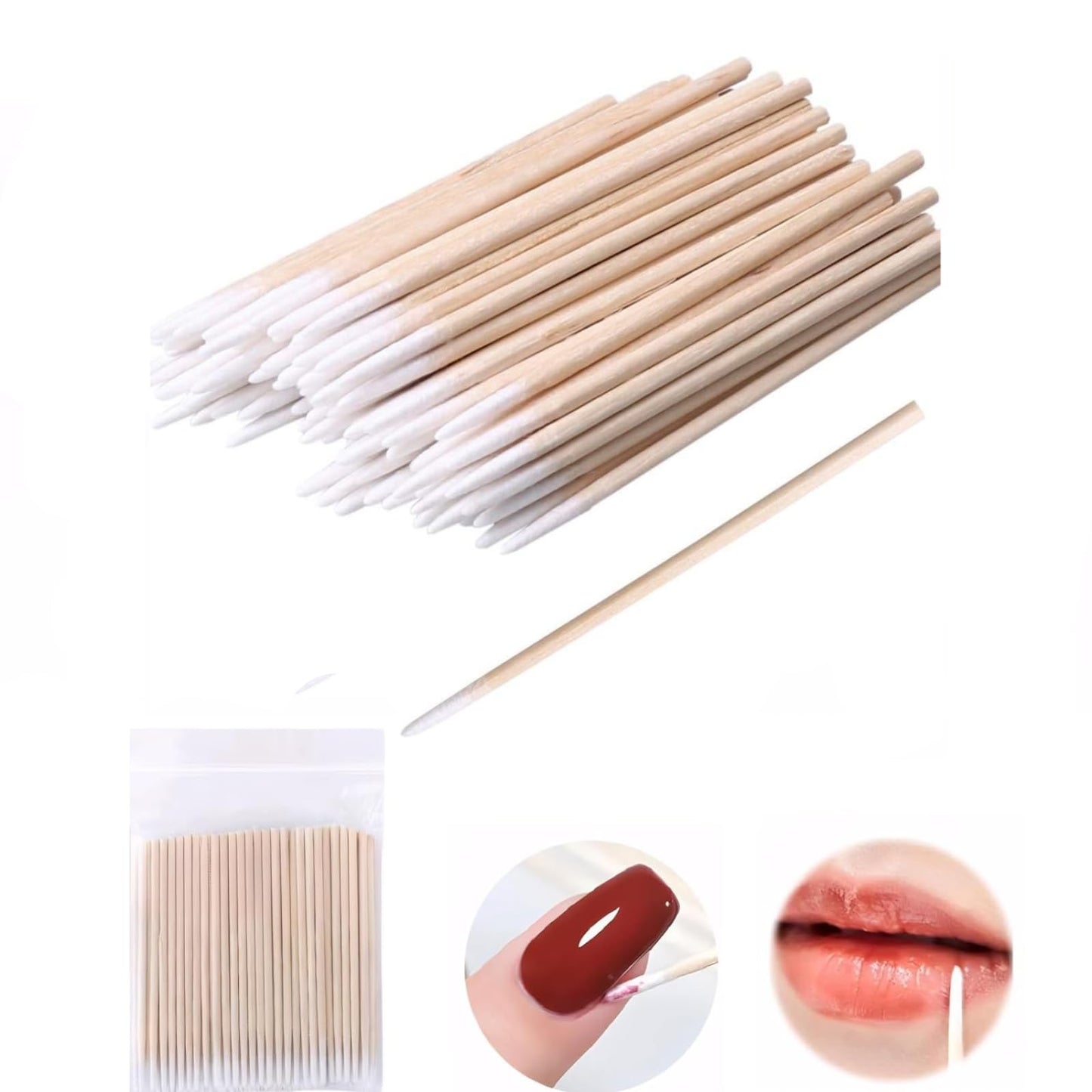 1000Pcs Cotton Buds,Pointed Cotton Buds,Microblading Cotton Swab, for Eyebrow Tattoo Beauty Make-up Color Nail Seam Dedicated Dirty Picking, Wood Handle Small Pointed Tip Head