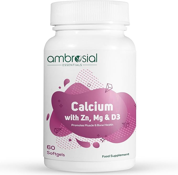 AMBROSIAL Calcium Magnesium Zinc with Vitamin D3 Pack of 1-60 Capsules