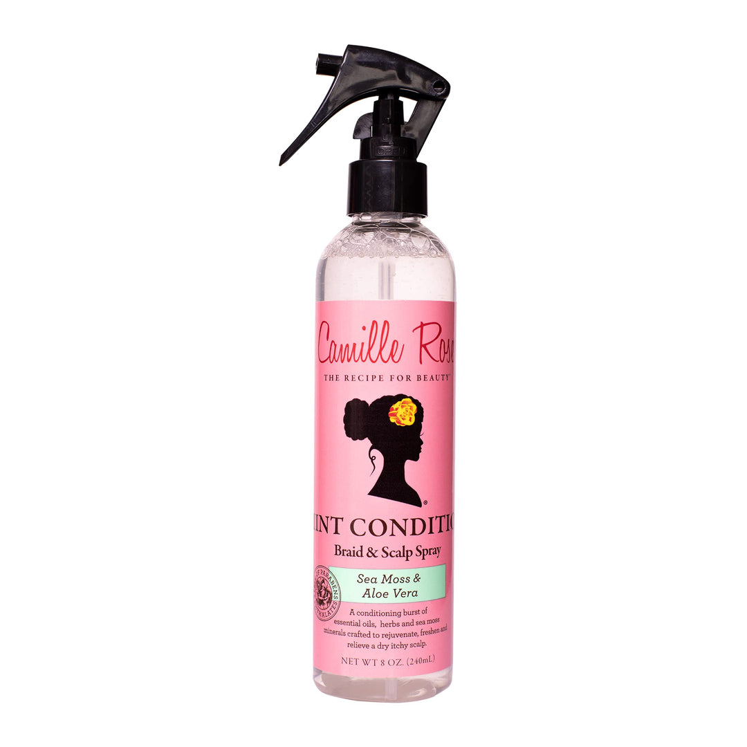 Camille Rose Mint Condition Braid and Scalp Spray, with Aloe Vera and Sea Moss to Hydrate, Reduce Breakage, and Nourish the Scalp, 8 fl oz