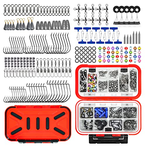 24Pcs Fishing Lures Kit for Freshwater Bait Tackle Kit for Bass Trout Salmon Fishing Accessories Tackle Box Including Spoon Lures Soft Plastic Worms Crankbait Jigs Fishing Hooks Topwater Lures