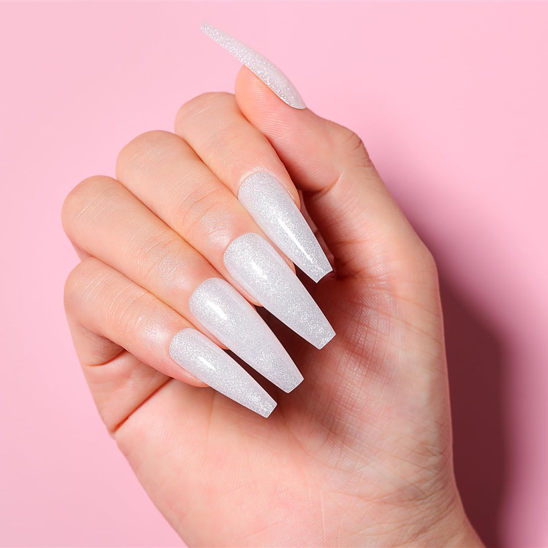 AIMEILI Poly Nail Extension Gel White Glitter Builder Nail Gel Hema Free Poly Nail Enhancement Nail Art Design DIY Salon Nail At Home Gift for Women Nail Gel -025