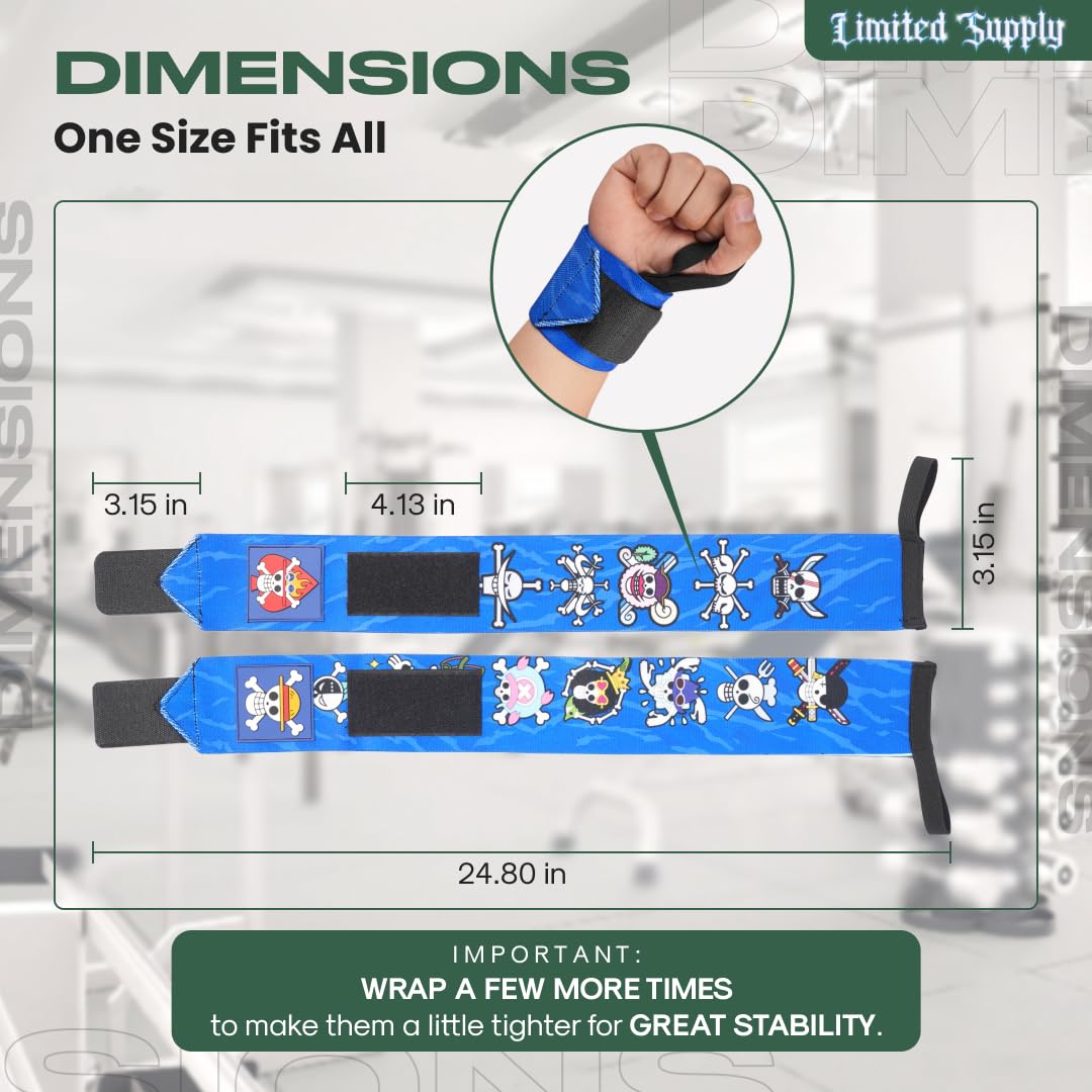 CROWN Anime Wrist Wraps 2 Pairs Bundle - 24" Lifting Straps for Men and Women - Gym Accessories Support Weightlifting, Powerlifting, Strength Training, and Improve Workout (Duo B)
