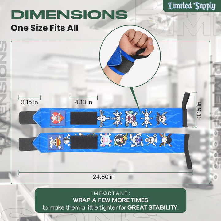 CROWN Anime Wrist Wraps 2 Pairs Bundle - 24" Lifting Straps for Men and Women - Gym Accessories Support Weightlifting, Powerlifting, Strength Training, and Improve Workout (Duo B)