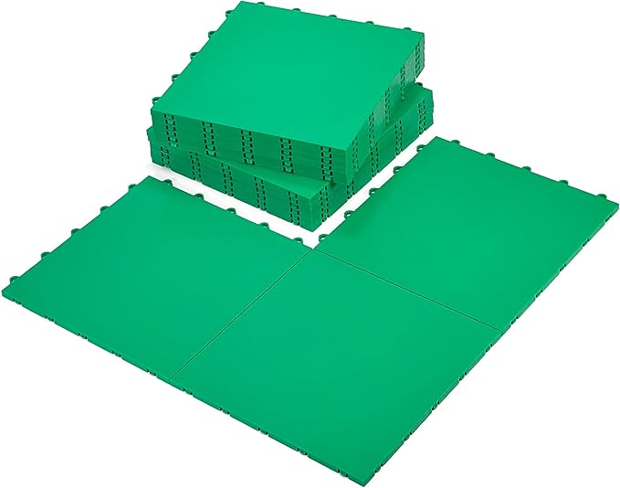 15 Green Tiles - High Durability Colored Flooring Tiles - Interlocking Versatile Training Surface - Roller Skate Derby Indoor&Outdoor, Dance Floor Tiles, Basketball Tiles, Sports Floor