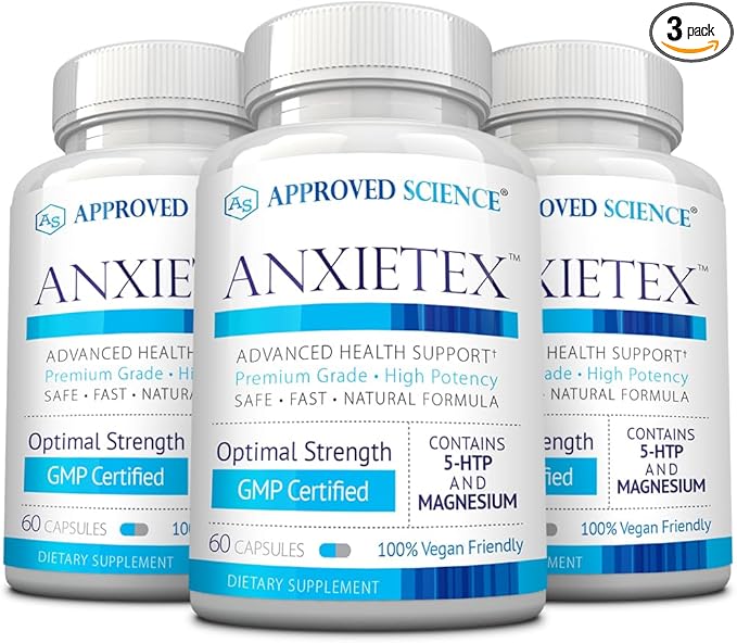 Approved Science Anxietex - Calm and Relaxation - L-Theanine and Magnesium - 60 Capsules - Vegan Friendly - 3 Month Supply