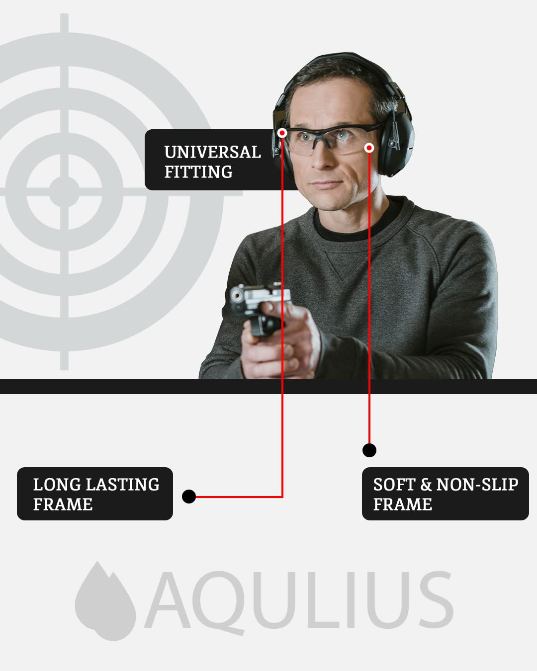 Aqulius 3pk Shooting Glasses - Safety Glasses - Eye Protection for Shooting Range, Tactical Goggles Hunting, Shooting Glasses Men (Clear)