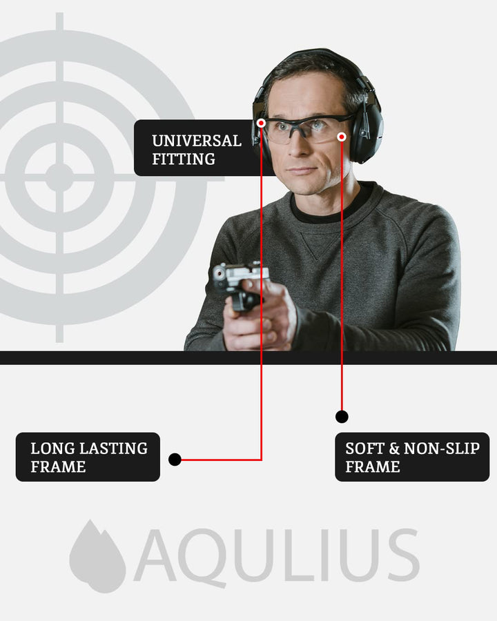 Aqulius 3pk Shooting Glasses - Safety Glasses - Eye Protection for Shooting Range, Tactical Goggles Hunting, Shooting Glasses Men (Clear)