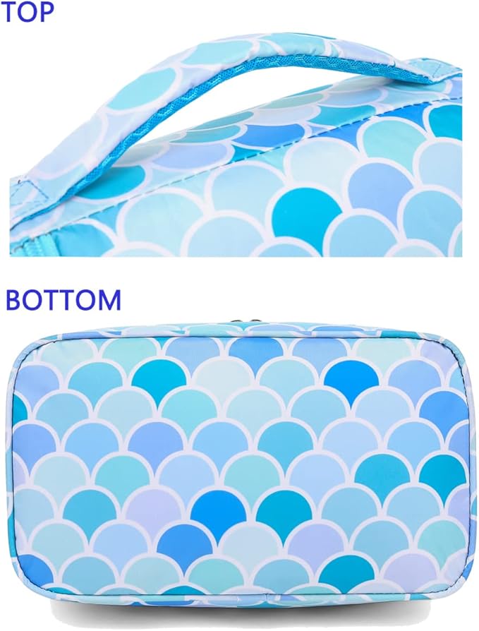 FlowFly Double Decker Cooler Insulated Lunch Bag Large Tote for Boys, Girls, Men, Women, With Adjustable Strap (Mermaid)