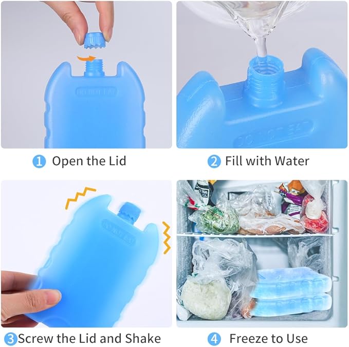 Bodaon Ice Packs for Lunch Boxes, Lunch Cooler Bag, Reusable Small Lunch Box Ice Pack for Cooler, Lunchbox Accessories, Lunch Bag Freezer Long Cold Blue Ice Packs Blocks for Coolers, Kids, Adults