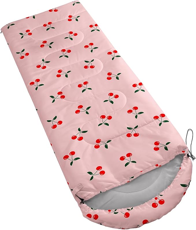 AILONEN Kids Floral Cat Camping Sleeping Bags,Lightweight & Waterproof,3 Season Warm & Cool Weather,Kawaii Kitten Sleeping Bags for Girls Adults,Travelling,Outdoors