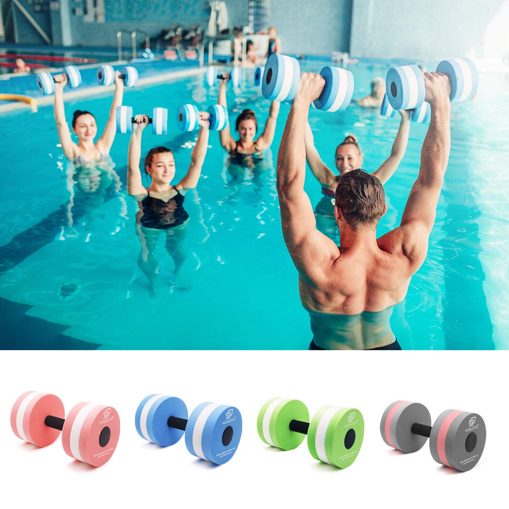 KLOLKUTTA Aquatic Dumbells, 2PCS Water Aerobic Exercise Foam Dumbbell Pool Resistance,Water Aqua Fitness Barbells Hand Bar Exercises Equipment for Weight Loss