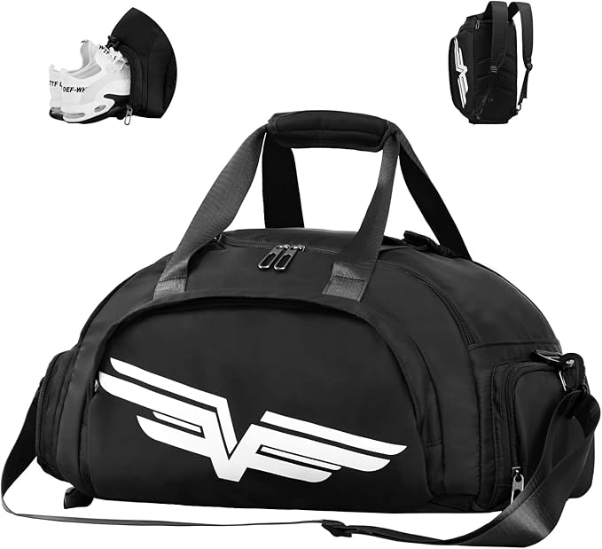 FIORETTO 30L Sports Gym Duffle Bag with Wet Pocket & Shoe Compartment, Weekender Hospital Overnight Bag for Women, Sports Holdall Backpack