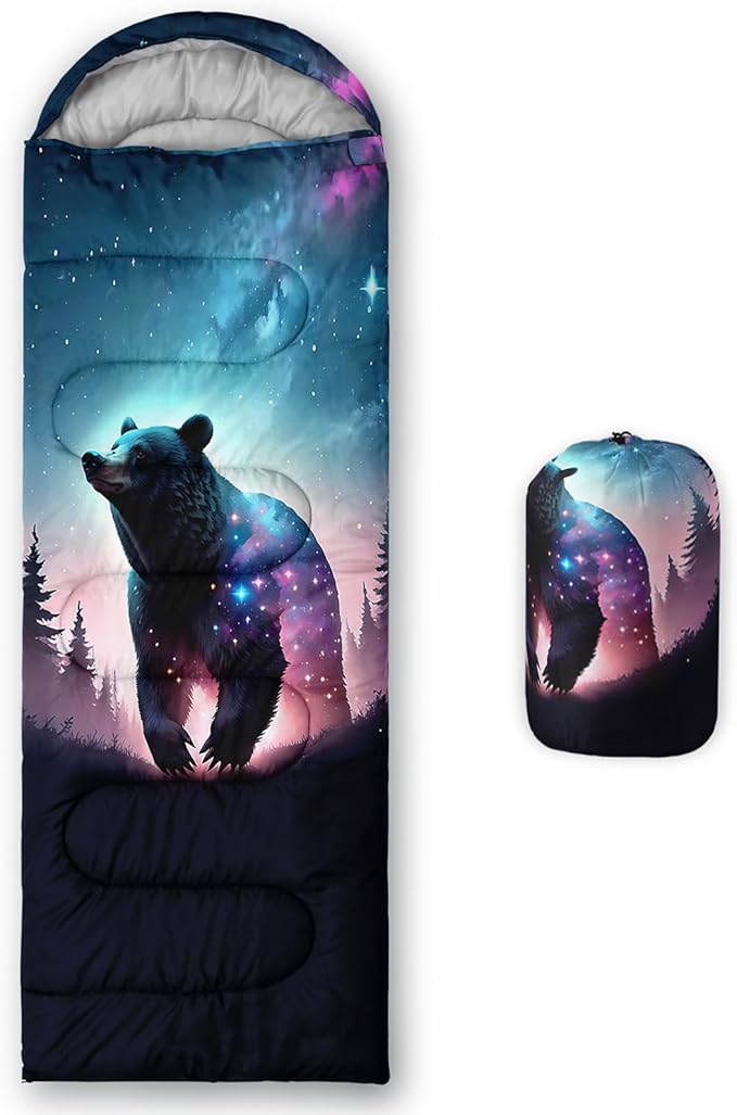 AILONEN Kids Floral Cat Camping Sleeping Bags,Lightweight & Waterproof,3 Season Warm & Cool Weather,Kawaii Kitten Sleeping Bags for Girls Adults,Travelling,Outdoors