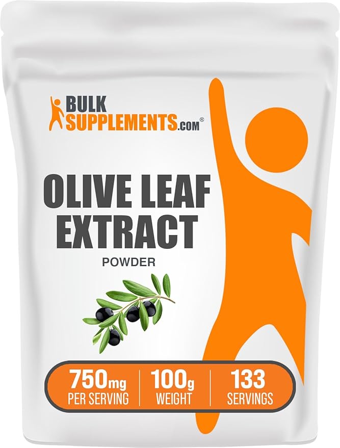 BulkSupplements.com Olive Leaf Extract Powder - Herbal Supplement, Antioxidant Source, Olive Leaf Powder - Gluten Free, 750mg per Serving, 100g (3.5 oz) (Pack of 1)