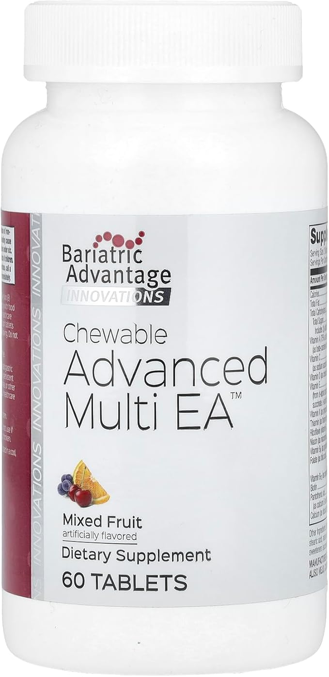 Bariatric Advantage Chewable Advanced Multi EA - High Potency Daily Multivitamin with Iron for Bariatric Surgery Patients - Mixed Fruit Flavor - 60 Count